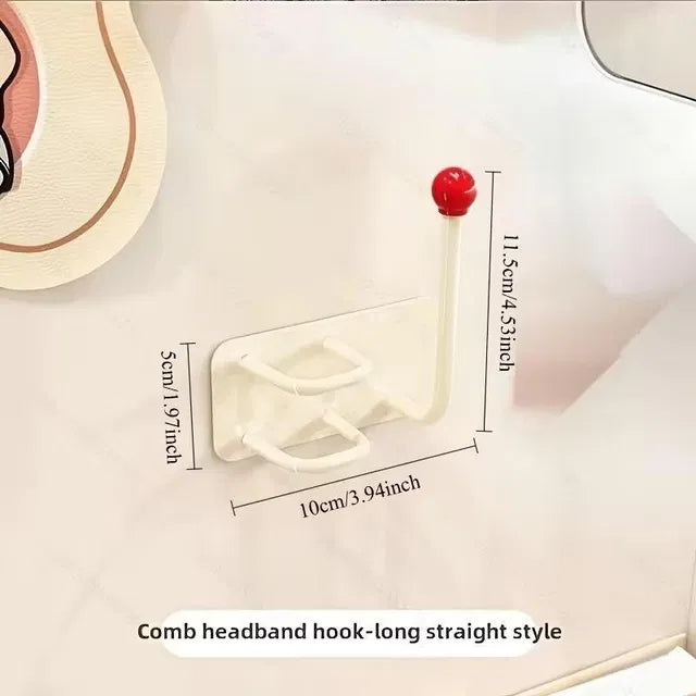 Self Adhesive Wall Mounted Headband Hook No Drill Punch Free Hair Accessories Organizer